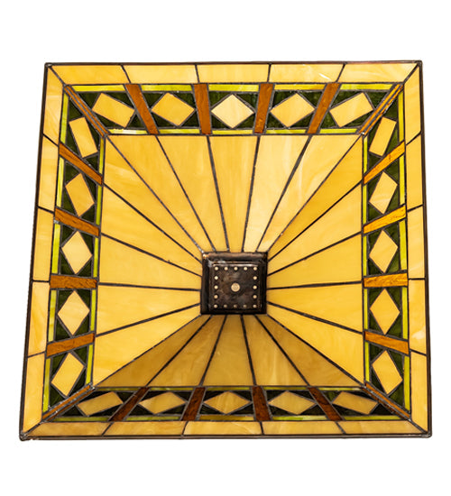Meyda Lighting Diamond Band Mission 24" Beige & Green Shade Glass