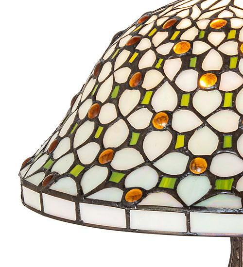 Meyda Lighting Diamond & Jewel 22" Mahogany Bronze Table Lamp With Multi-Colored Stained Shade Glass