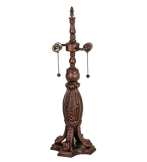 Meyda Lighting Diamond & Jewel 25" 2-Light Mahogany Bronze Table Lamp With Clear & Green Stained Shade Glass