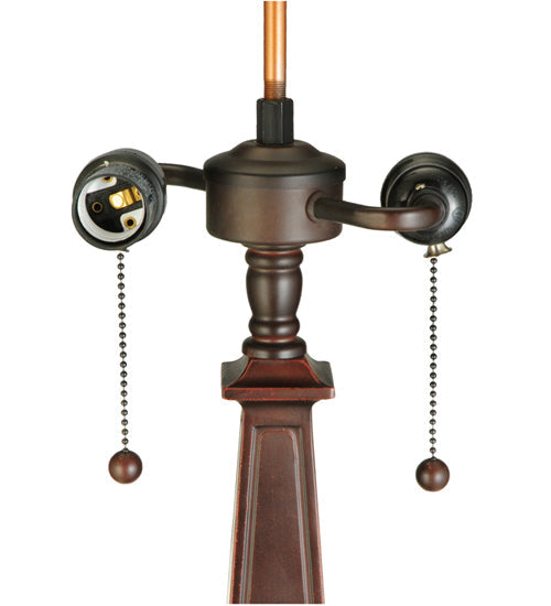 Meyda Lighting Diamond Mission 22" 2-Light Mahogany Bronze Table Lamp With Multi-Colored Shade Glass