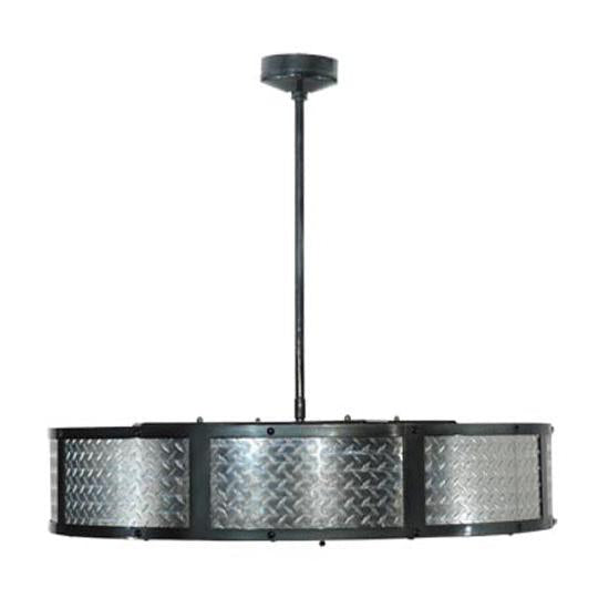 Meyda Lighting Diamond Turbine 44" 8-Light Black Chrome Chandelier With Chrome Diamondplate Shade and Silver Fan