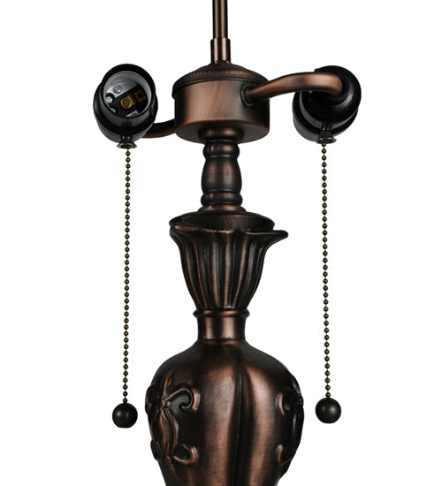Meyda Lighting Diente de Leon 23" 2-Light Mahogany Bronze Table Lamp With Multi-Colored Shade Glass