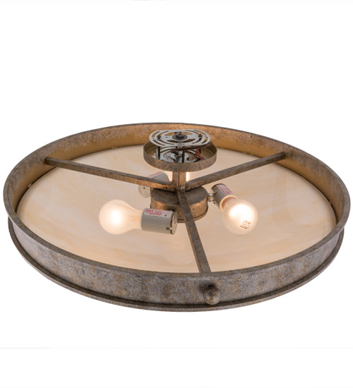 Meyda Lighting Dionne 22" 3-Light Corinth Flush Mount Light With Sahara Taupe Idalight Shade