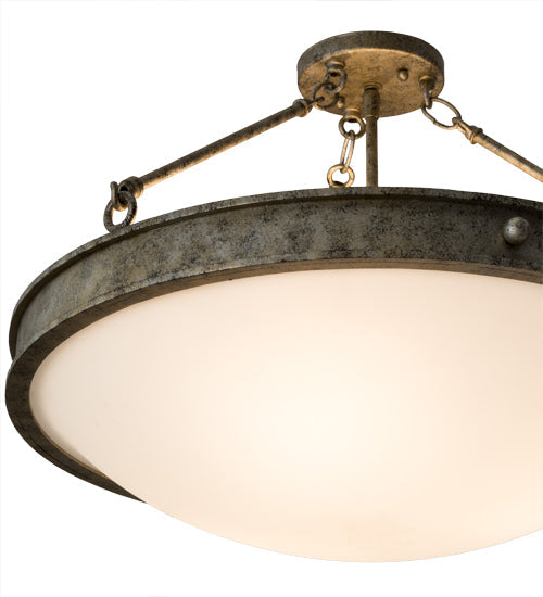 Meyda Lighting Dionne 23" 3-Light Corinth Semi-flush Mount Light With White Statuario Idalight Shade Glass