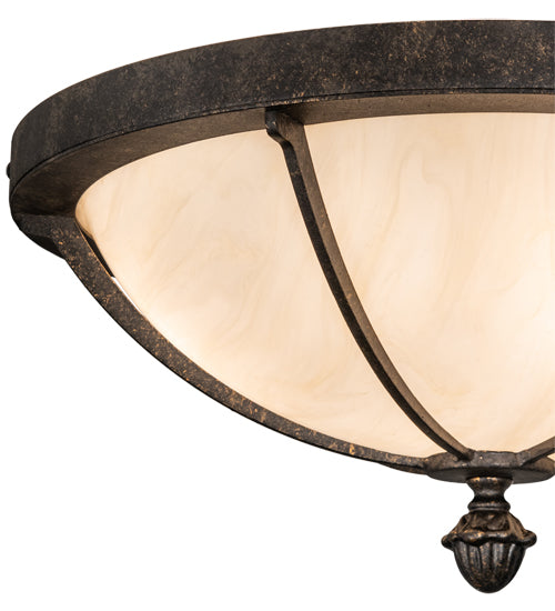 Meyda Lighting Dominga 16" 3-Light Golden Bronze Flush Mount Light With Creme Carrara Idalight Shade