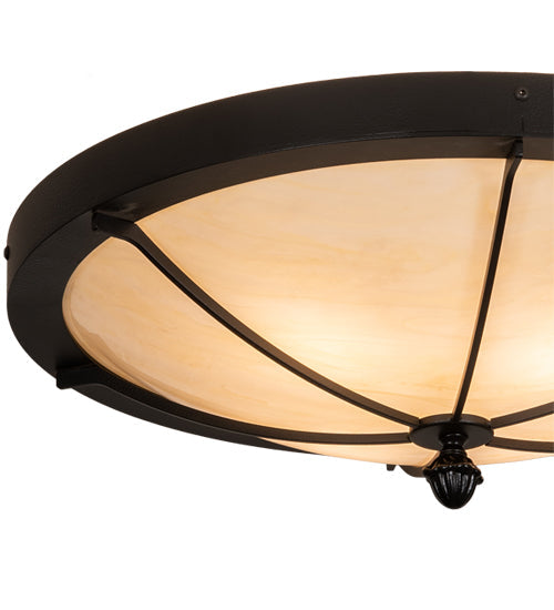 Meyda Lighting Dominga 22" 4-Light Black Satin Wrought Iron Flush Mount Light With Creme Carrara Idalight Shade
