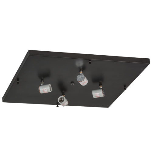 Meyda Lighting Double Bar Mission 31" 4-Light Craftsman Brown Flush Mount Light With White Art Shade Glass