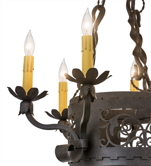 Meyda Lighting Dragone 24" 6-Light Chestnut Chandelier With Ivory Faux Candlelight