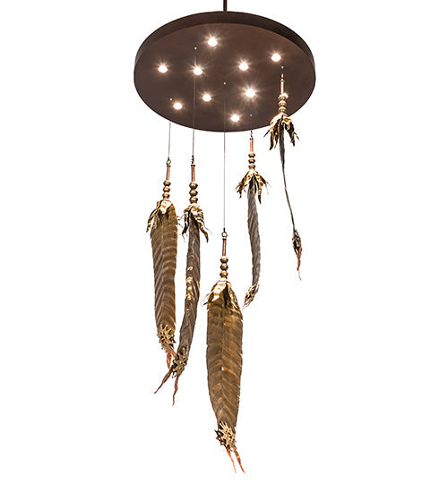 Meyda Lighting Dreamcatcher 48" 10-Light Vintage Copper & Mahogany Bronze Cascading Pendant Light