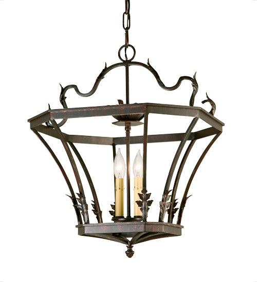 Meyda Lighting Dresden 18" 2-Light Rusty Nail Pendant Light With Ivory Faux Candlelight