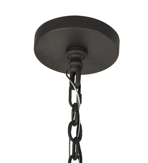 Meyda Lighting Dubrek 33" 12-Light Old Wrought Iron Foyer Lantern Pendant Light With Clear Shade Glass