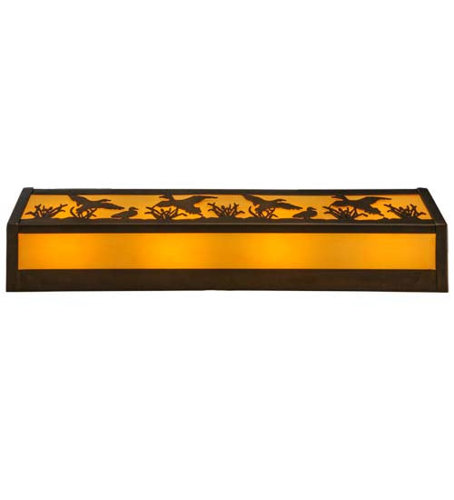 Meyda Lighting Ducks in Flight 24" 4-Light Antique Copper Vanity Light With Beige Tawnyrock Idalight Shade Glass
