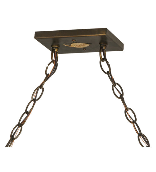 Meyda Lighting Ducks in Flight 61" 9-Light Antique Copper Island Pendant Light With Amber Mica Shade Glass