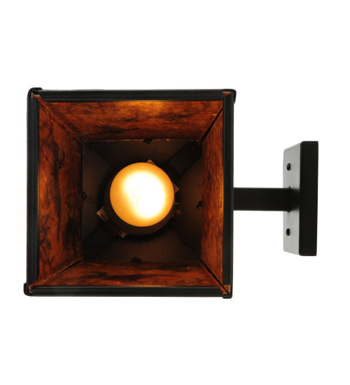 Meyda Lighting Ducks in Flight 7" Textured Black Hanging Wall Sconce With Amber Mica Shade Glass