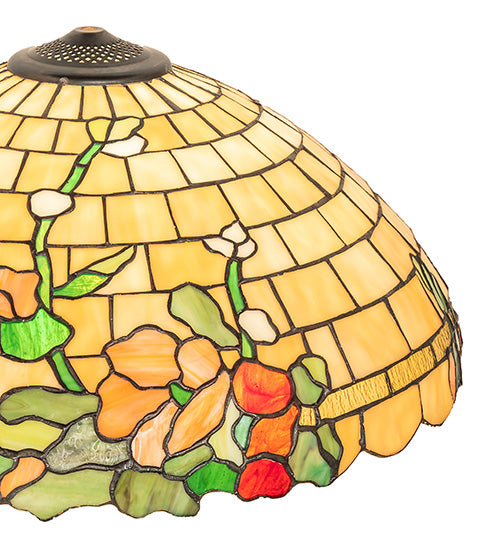 Meyda Lighting Duffner & Kimberly Hollyhock 20" Multi-Colored Stained Shade Glass