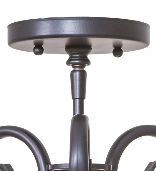 Meyda Lighting Easton 12" 3-Light Black Satin Wrought Iron Flush Mount Light With Ivory Faux Candlelight