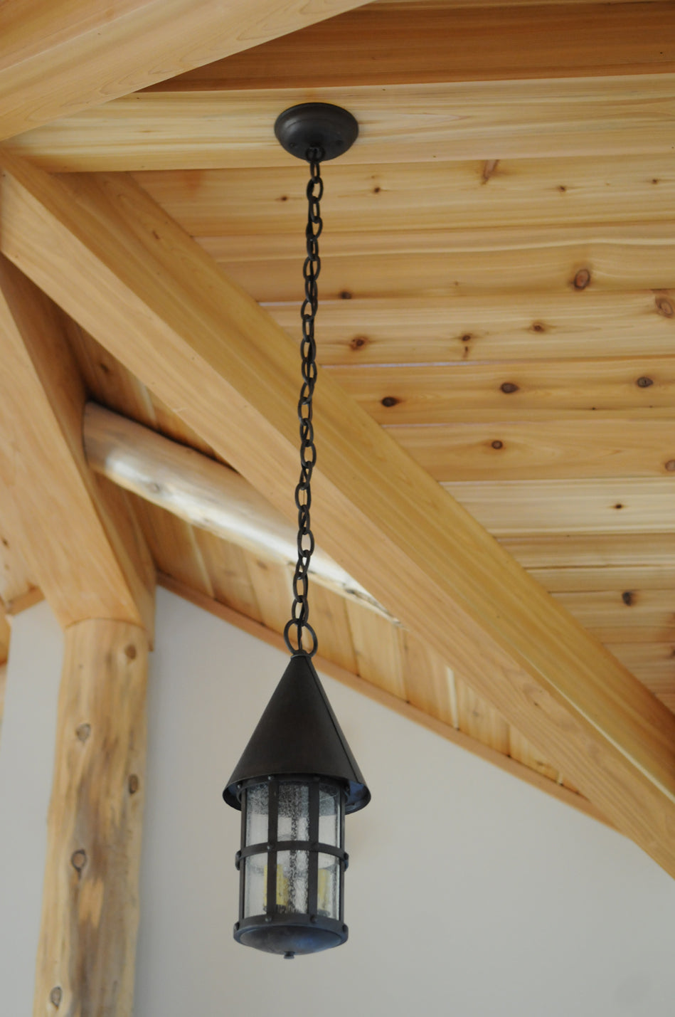 Meyda Lighting Eastwick 8" Hand Wrought Iron Pendant Light With Clear Seeded Shade Glass