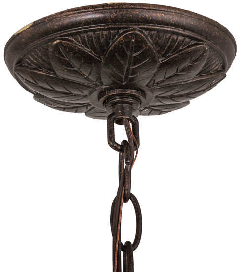 Meyda Lighting Elan 20" Antique Pendant Light With Amber Shade Glass