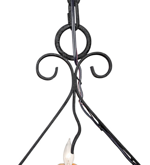 Meyda Lighting Elianna 28" 4-Light Distressed Chestnut Chandelier With Ivory Faux Candlelight