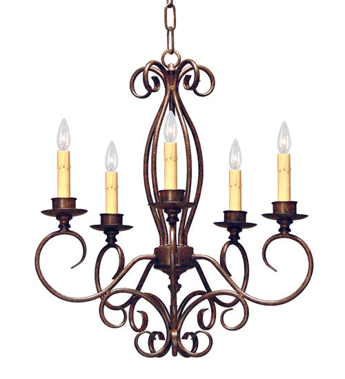Meyda Lighting Elisha 22" 5-Light Rustic Iron Chandelier With Ivory Faux Candlelight