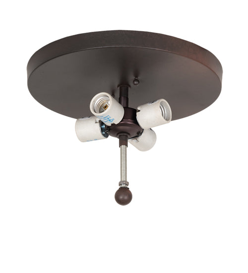 Meyda Lighting Elk at Dusk 22" 4-Light Wrought Iron On Rust Flush Mount Light With Silver Mica Shade Glass