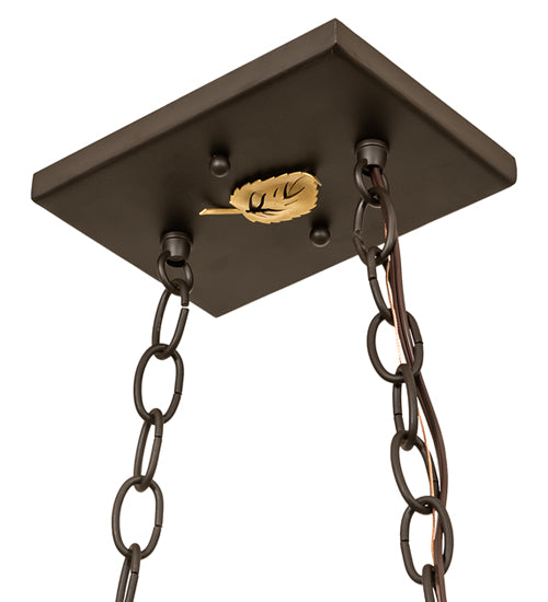 Meyda Lighting Elk at Lake 33" 6-Light Oil Rubbed Bronze Island Pendant Light With Amber Mica Shade Glass