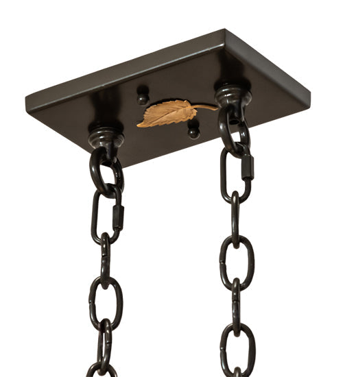 Meyda Lighting Elk at Lake 48" 6-Light Timeless Bronze Island Pendant Light With Beige Art Shade Glass