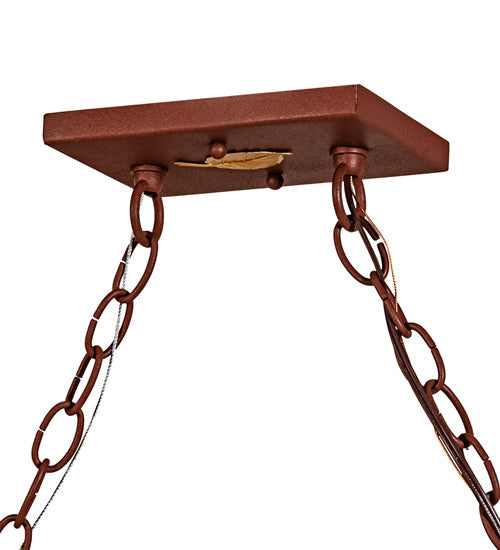 Meyda Lighting Elk at Lake 60" 9-Light Rust Island Pendant Light With Silver Mica Shade Glass