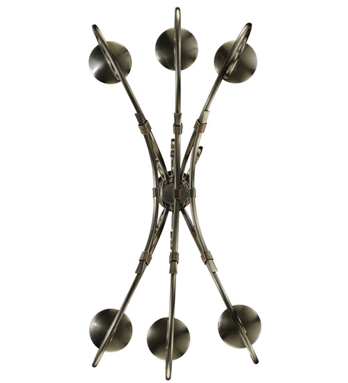 Meyda Lighting Elon 35" 6-Light Brushed Nickel Chandelier With Amber Faux Candlelight