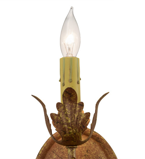 Meyda Lighting Esther 5" Autumn Leaf Wall Sconce With Amber Faux Candlelight