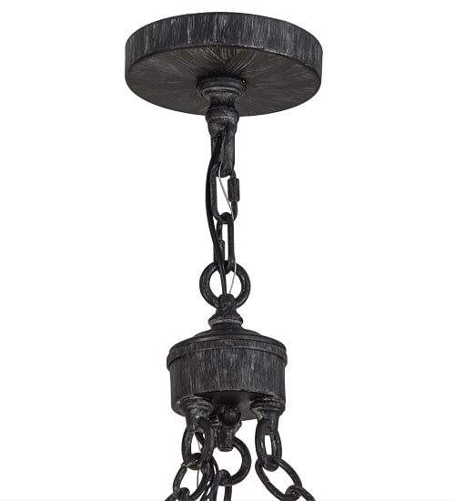 Meyda Lighting Ethel 52" 12-Light Antique Iron Gate Chandelier With White Pleated Textrene Shade
