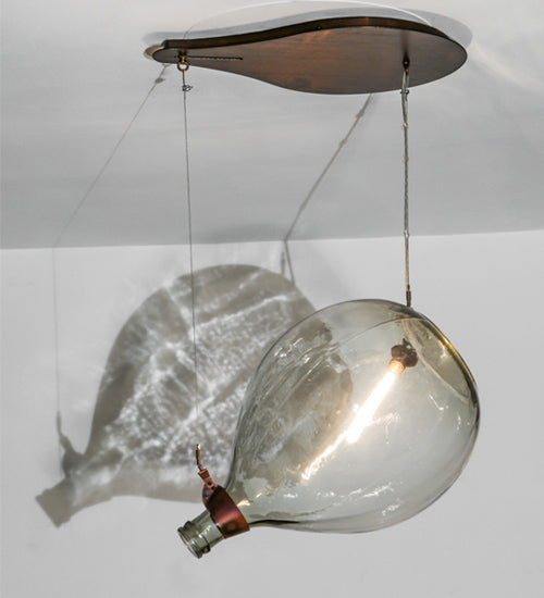 Meyda Lighting Euri Tanta 26" Vintage Copper Pouring Pendant Light With Clear Shade Glass