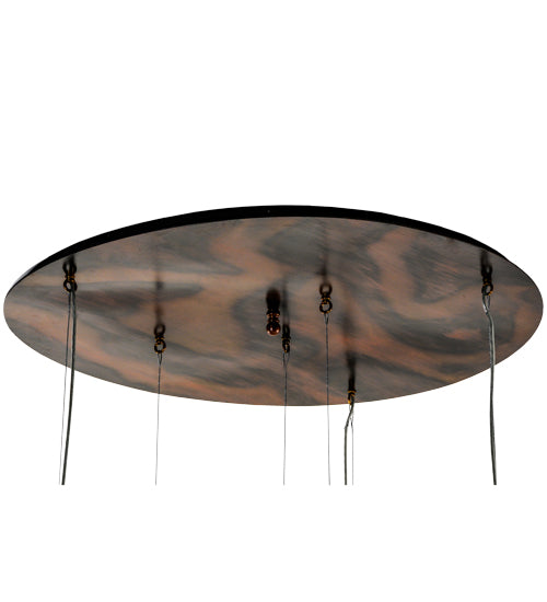 Meyda Lighting Euri Tanta 40" 3-Light Vintage Copper Pouring Cascading Pendant Light With Clear Shade Glass