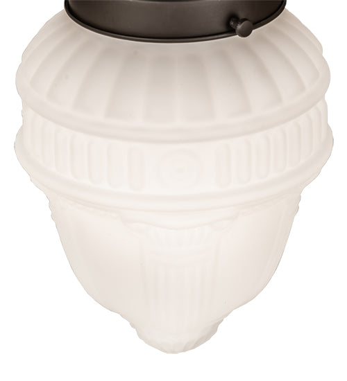 Meyda Lighting Fancy Floral 9" Oil Rubbed Bronze Colonnade Globe Flush Mount Light With White Shade Glass