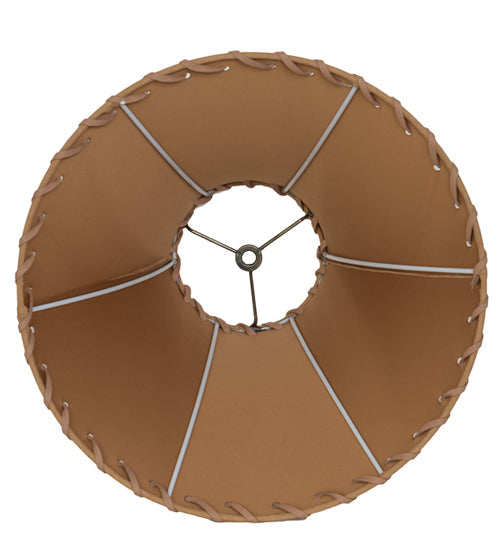 Meyda Lighting Faux Leather 14" Dark Tan Faux Hexagon Shade
