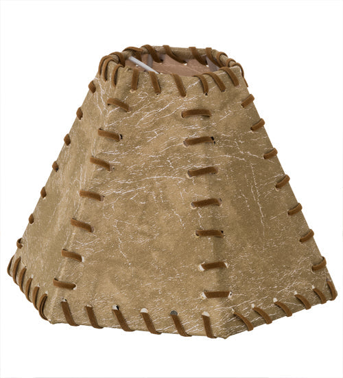 Meyda Lighting Faux Leather 7" Tan Hexagon Brown Leather Shade