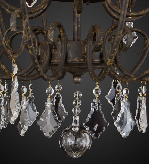 Meyda Lighting Felicia 51" 24-Light Tarnished Aztec Gold Chandelier With Amber Faux Candlelight