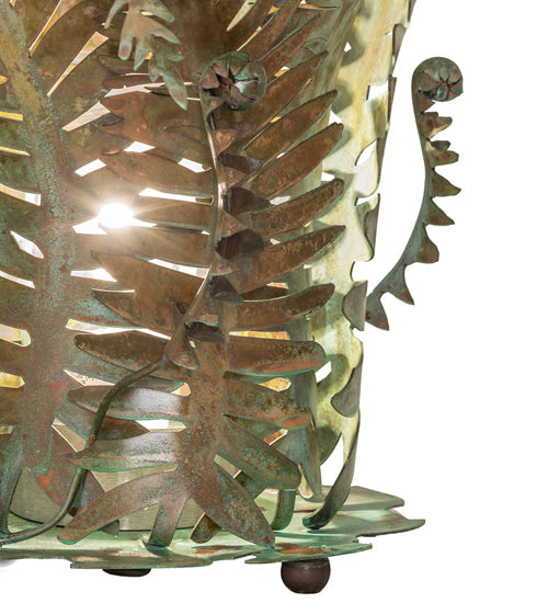 Meyda Lighting Fern 18" Verdigris Copper Outdoor Table Lamp With Clear Shade Glass