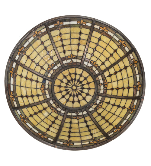 Meyda Lighting Fleur-de-Lite 24" Beige & Amber Shade Glass