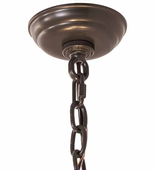 Meyda Lighting Fleur-de-Lite 28" 4-Light Timeless Bronze Inverted Pendant Light With Brown & Beige Shade Glass