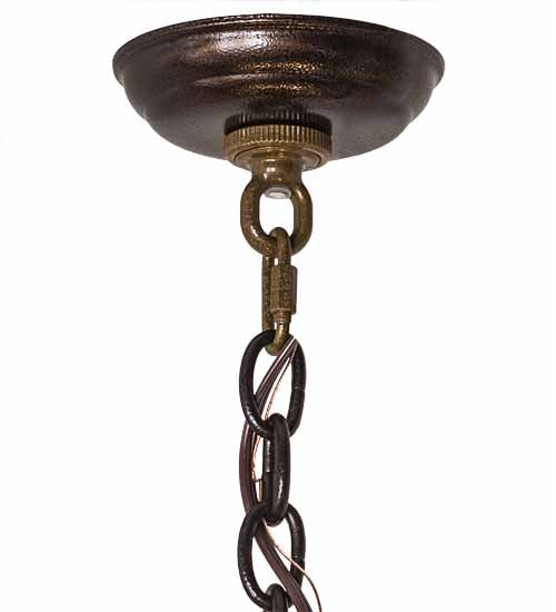 Meyda Lighting Fleur-de-lis 190767 45" 10-Light Copper Vein & Gold Inverted Pendant Light With Multi-Colored Shade Glass
