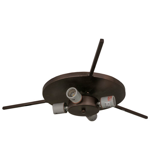 Meyda Lighting Fleur-de-lis 26" 4-Light Mahogany Bronze Flush Mount Light With Multi-Colored Shade Glass