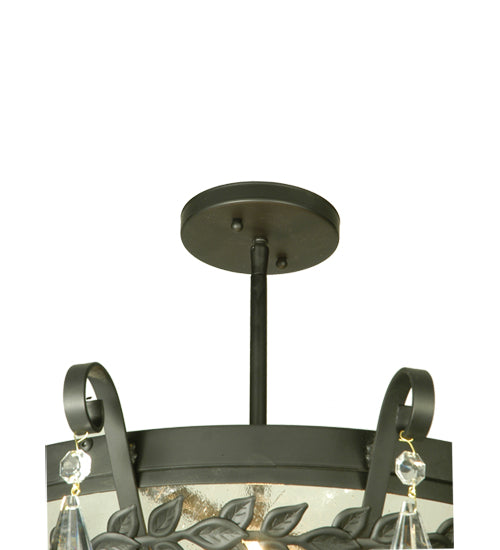 Meyda Lighting Florentine 24" 3-Light Blackwash Semi-flush Mount Ceiling Light With Clear Seeded Shade Glass