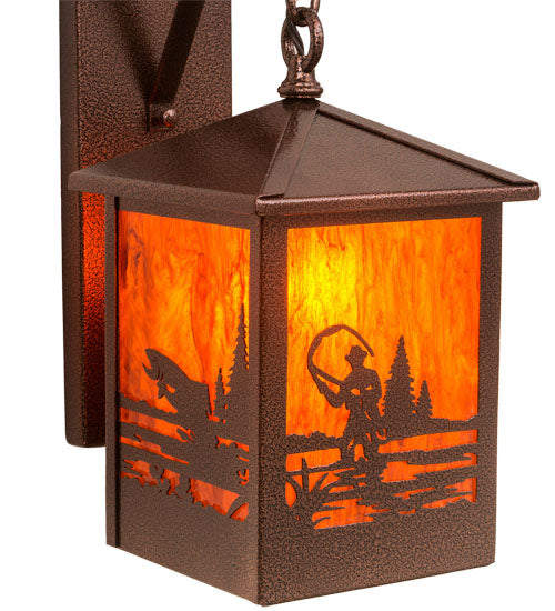 Meyda Lighting Fly Fisherman 8" New Copper Vein Hanging Wall Sconce With Maduro Idalight Shade