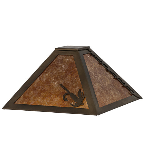 Meyda Lighting Fly Fishing 16" Antique Copper Frame With Amber Mica Shade Glass