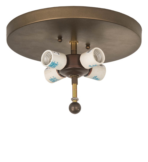 Meyda Lighting Fly Fishing Creek 23" 4-Light Antique Copper Flush Mount Light With Silver Mica Shade Glass