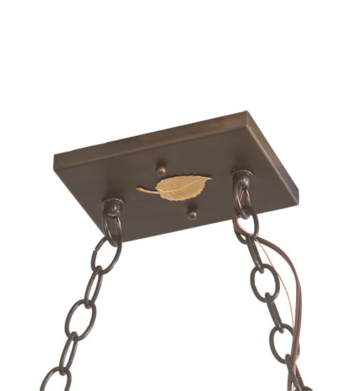 Meyda Lighting Fly Fishing Creek 48" 6-Light Antique Copper Island Pendant Light With Silver Mica Shade Glass