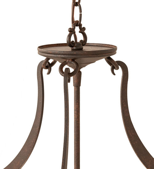Meyda Lighting Focus 27" 3-Light Rusty Nail Inverted Pendant Light With Statuario Idalight Shade