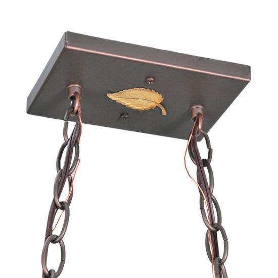 Meyda Lighting Fox Hunt 33" 6-Light Mahogany Bronze Island Pendant Light With Silver Mica Shade Glass