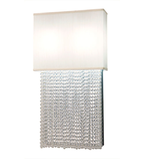 Meyda Lighting Francesca 15" 2-Light Antique Iron Ore Wall Sconce With White Textrene & Crystal Beeds Shade